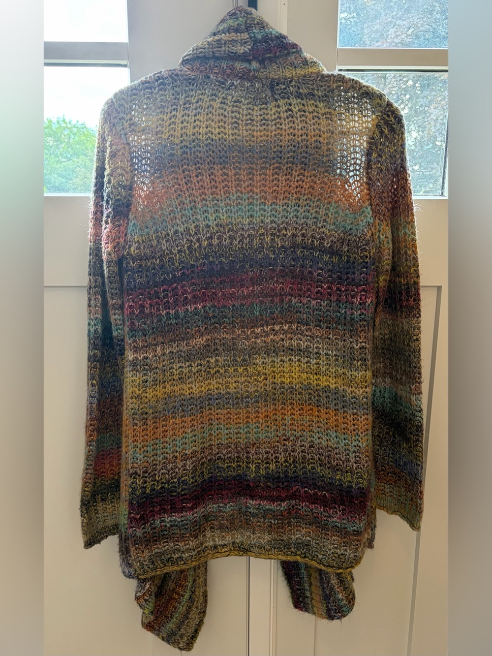Anthropologie Rare Multicolor Open Front Shawl Collar Cardigan Sweater Small - Picture 3 of 8